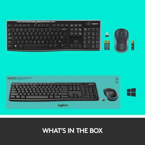 Logitech MK270 Keyboard, Wireless Combo, BLACK