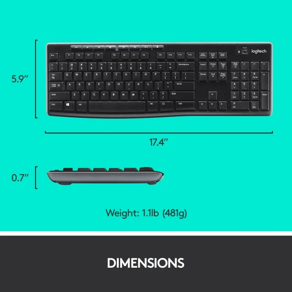 Logitech MK270 Keyboard, Wireless Combo, BLACK