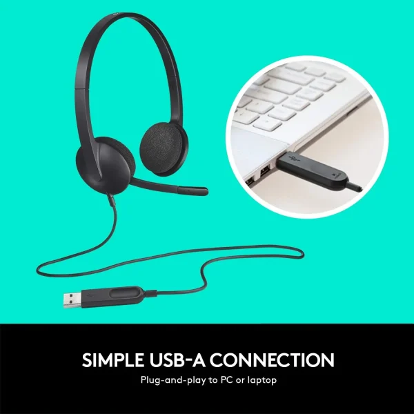 Logitech H340 Computer USB Headset Black