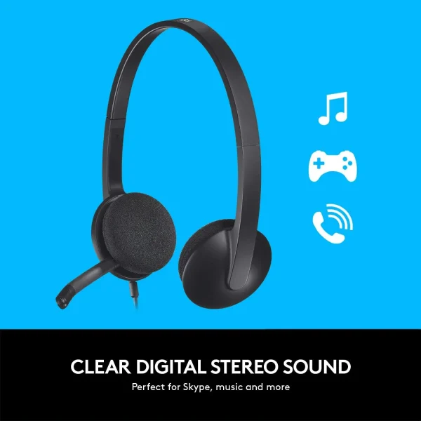 Logitech H340 Computer USB Headset Black